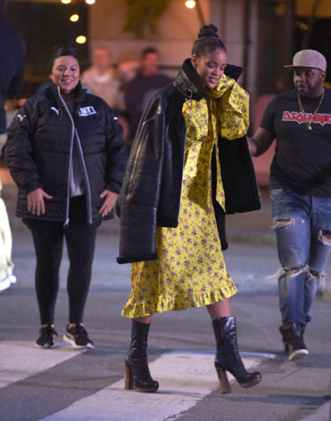 52113241 Singer Rihanna spotted walking from the Grand Hotel to a small restaurant in Stockholm, Sweden on July 5, 2016. Rihanna signed some autographs for fans before walking back to her hotel with her security team. FameFlynet, Inc - Beverly Hills, CA, USA - +1 (310) 505-9876 RESTRICTIONS APPLY: NO DENMARK COPYRIGHT STELLA PICTURES