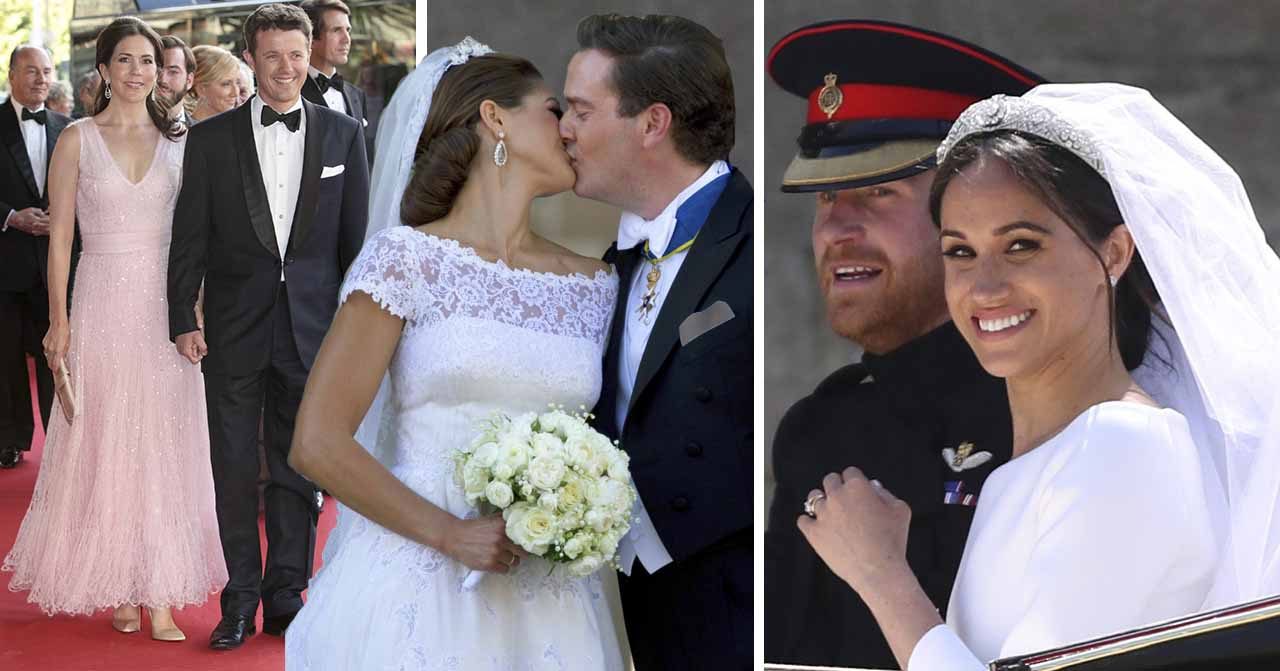 Meghan Markle ler i sin bröllopsklänning